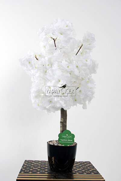 Yapay Çiçek Deposu Yapay Mini Bahar Dalı Ağacı 55 cm Beyaz