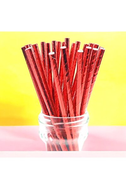 Behind party store Parlak Kırmızı Kağıt Pipet 25li