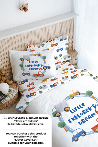 Tuğba Kuğu Tek Kişilik Lastikli Çarşaf Seti - For Baby Serisi - Mavi Çemberde Arabalar