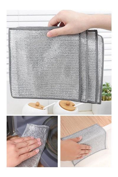 Shopimo 8Pcs Dishwashing Wire Sponge Wire Cloth Dishcloth Wire Scrubbing Double Layer Anti-Scratch Kitchen Bathroom