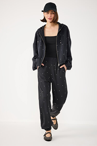 No Matter What Stone Embroidered Cotton Jogger Pants