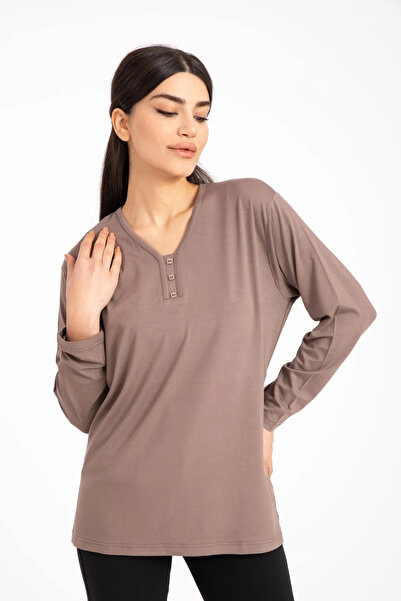 Rüya Γυναικεία χτενισμένη βαμβακερή μπλούζα βισκόζης