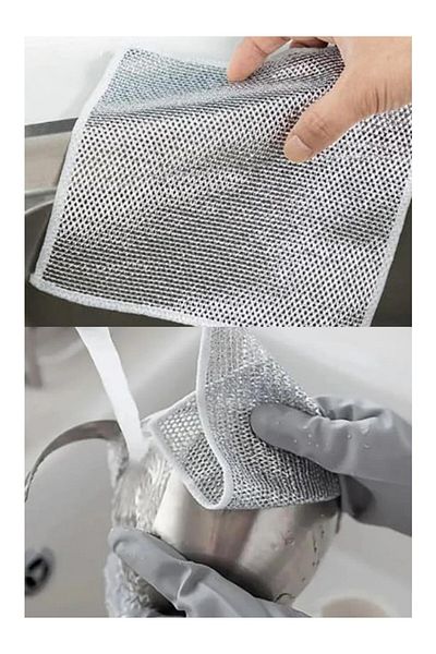 Shopimo 8Pcs Dishwashing Wire Sponge Wire Cloth Dishcloth Wire Scrubbing Double Layer Anti-Scratch Kitchen Bathroom