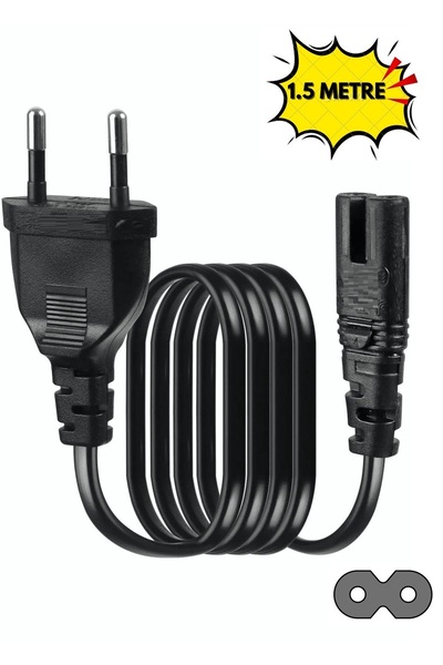 Derwell Power Güç Elektrik Kablosu C7 (ps4/ps3/ps2/teyp- Laptop Adaptör-ışıldak ) 2 Pinli 1.5 Metre Siyah