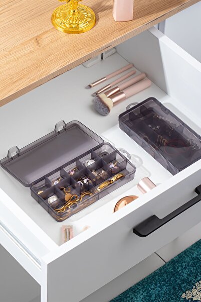 Porsima Org600 Çok Amaçlı Bölmeli Şeffaf Kutu Organizer Kapaklı Boncuk Takı Kutusu Takı Düzenleyici