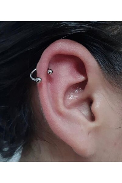 kurukafagift Çelik Gümüş Renk Smiley Tragus Helix Septum  Piercing   6-8 mm 2 Adet
