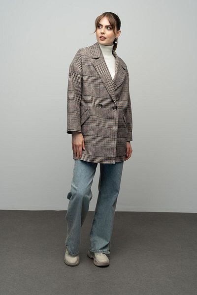 Olcay Kıremıt 3020 - Zweireihiger Oversize-Mantel mit Karomuster