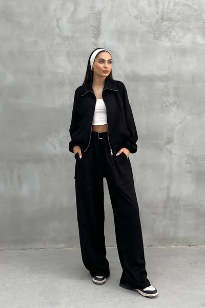 msm fashion Γυναικεία αθλητική φόρμα Φαρδιά πόδι Μεγάλη τσέπη με ζώνη Soft To...