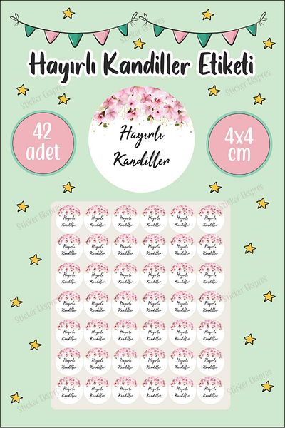 Sticker Ekspres Pink Flowers and Black Writing Blessed Lamps Tag Blessed Days Lamp Sticker