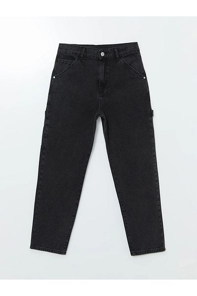 LC Waikiki Pantaloni de jeans pentru băieți cu talie neagră LCW Kids, cu talie elastică reglabilă