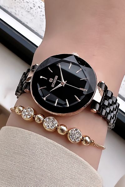 Homies Waterproof Cutout Glass Women's Watch - Steel Band & Bracelet Hmby2042C3