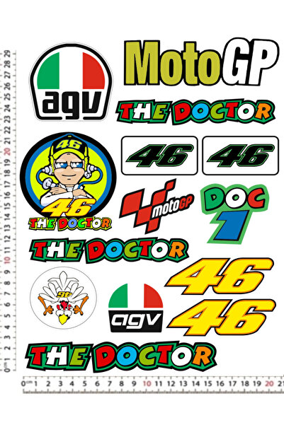 Limitless Design AGV THE DOCTOR 46 VESPA MOTORSİKLET KASK A4 STİCKER ÇIKARTMA...