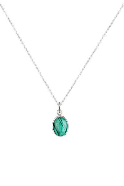 ELLI Halskette Basic Malachit Edelstein 925 Silber vergoldet
