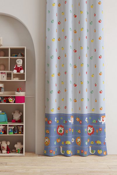 AYSHOME Cortina de fundal pentru copii Ays Home Blue Animal