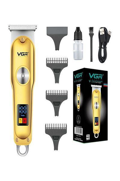 VGR V-290 Professional Electric Rechargeable LED Display Hair Trimmer Gold