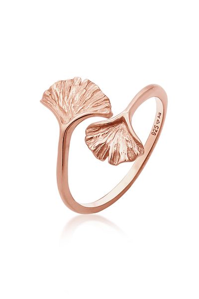 ELLI Inel pentru femei Gingko Leaf Open Trend În argint 925 placat cu aur