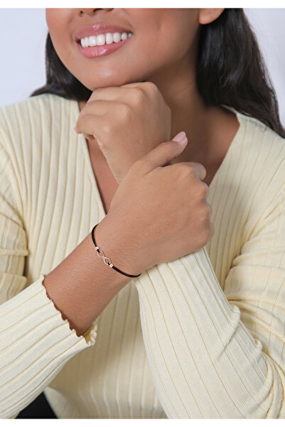 ELLI Dámský elastický náramek Infinity Symbol v černé barvě 925 Sterling Silver