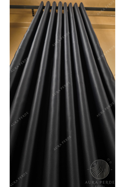 Pierre Cardin Antrasit Karartma Perde - Işık Geçirmez Blackout Fon Perde | Pilesiz Tek Kanat | AURAPERDE
