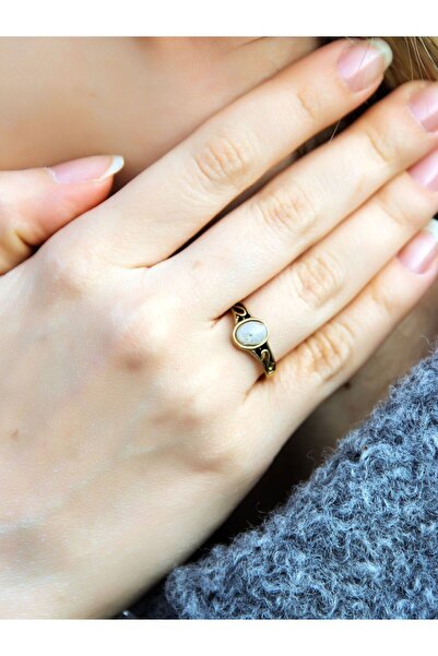 esha خاتم نسائي عتيق قابل للتعديل من الحجر الطبيعي - Euy54ay