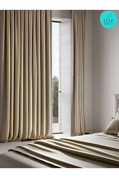 esin tekstil Beige Extra Thick Sunshade Curtain