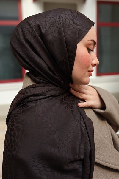 Silk Home Batik Pattern Jacquard Deluxe Shawl - Bitter Brown