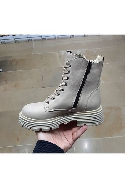 BELOX Women's Genuine Leather Orthopedic Ultra Light Sole Skin Beige Sports Boots