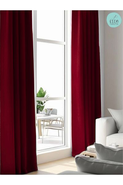 esin tekstil Red Blackout Light Proof Extra-Fortress Blackout Sunshade Curtain