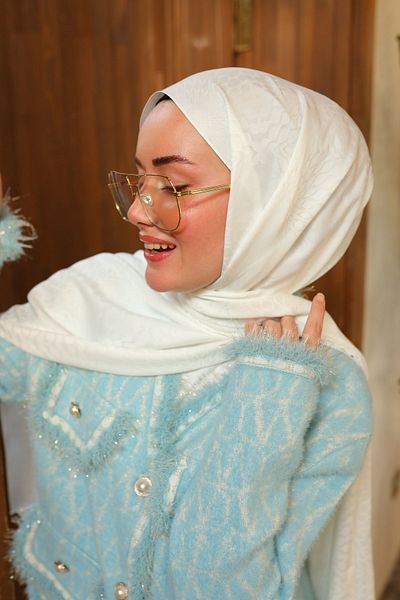 Silk Home Deluxe Ecru Shawl - Tie-Dye Pattern and Jacquard Design