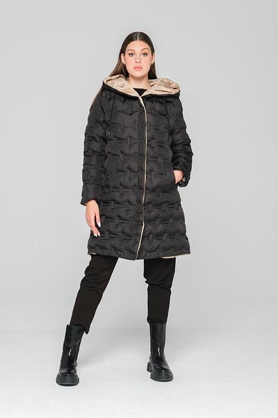 Olcay Doppelseitig gemusterte Pufferjacke mit Kapuze Schwarz-Stein 6391