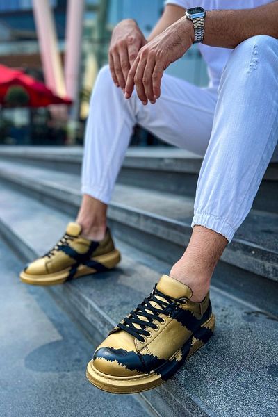 Chekich Ανδρικά παπούτσια Ch254 Cst Pittura 549 Gold Black