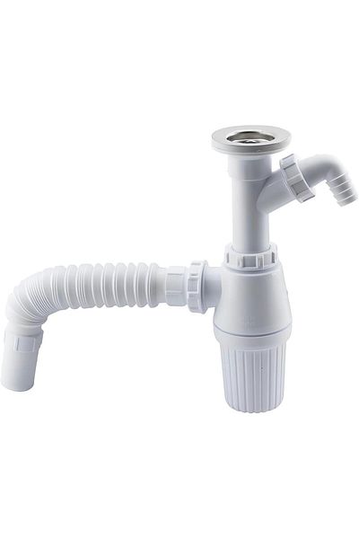 STOREMAX Muartshop Double Drain Waste Water Detachable Siphon Bellows Cleanable Kitchen Bathroom Sink