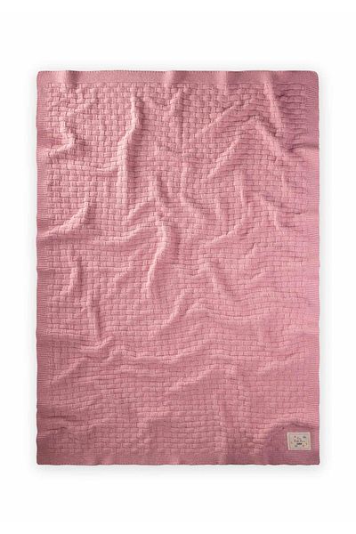 Cigit Pink Roman Patterned Knitwear Blanket - 80X100Cm