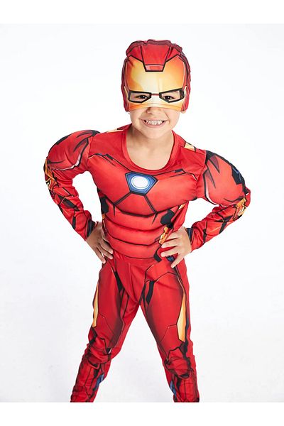 LC Waikiki Lcw Kids Red Iron Man Printed Masked Boy Costume