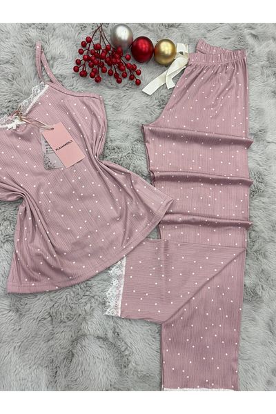 pijamaworld Soft Textured Summer Rope Strap Six Long Pajama Set