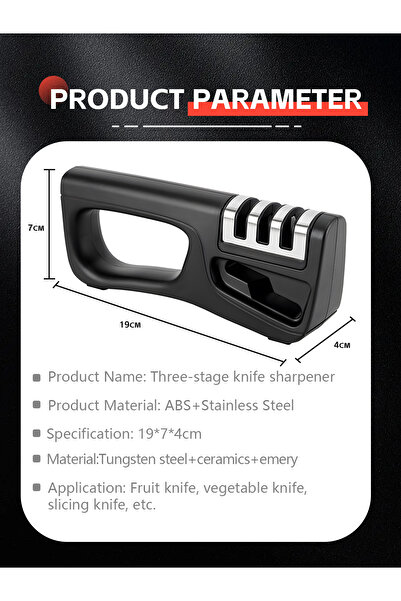 COOYA Knife Sharpener,with 4 Stages,to Repair,grind,polish,professional Tool For Kitchen,black