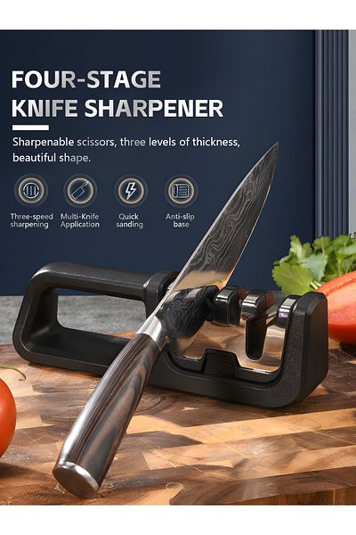 COOYA Stainless Steel Knife Sharpeners, With Detachable 4 Ports, Kitchen Tool for Polish,sharpen