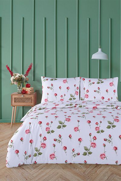 Evim Rose 100% Cotton Akfil Cotton Double Duvet Cover Set 200X220Cm Red