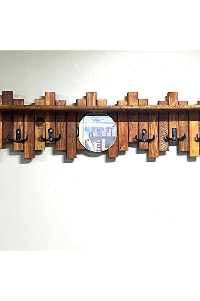 MAVİ TREND Ahşap Duvar Ve Kapı Askısı Pormanto Askı Elbise Çanta Askısı Aynal...
