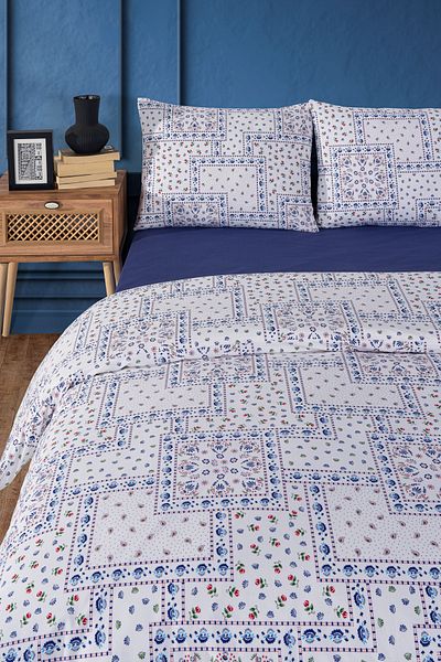 Evim Minnie 100% Cotton Akfil Cotton Double Duvet Cover Set 200X220Cm Navy Blue
