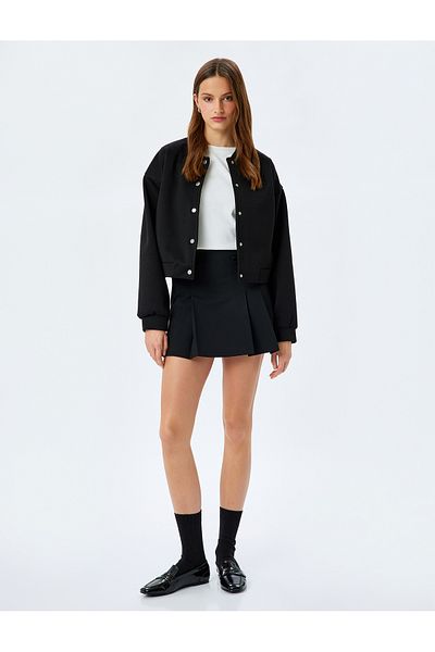 Koton Thick Pleated Mini Skirt with Bow Detail