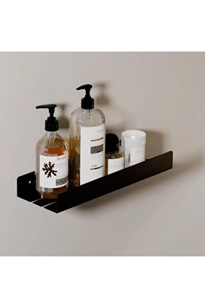 MAVİ TREND Raft decorativ pentru baie din metal negru Suport pentru șampon Ra...