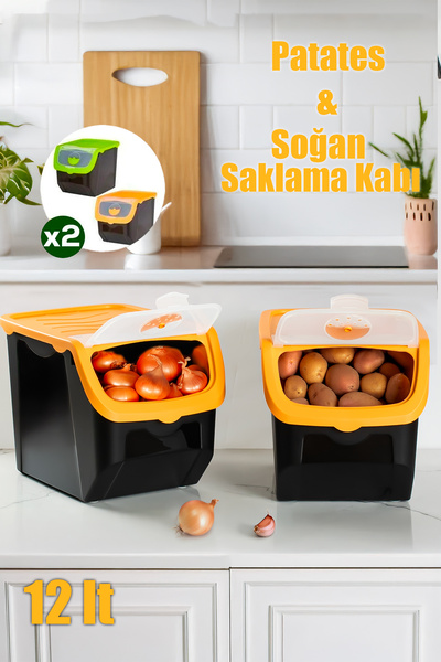 Genel Markalar 1506 2'li Çok Amaçlı Plastik Patates Soğan Sebzelik Saklama Ku...