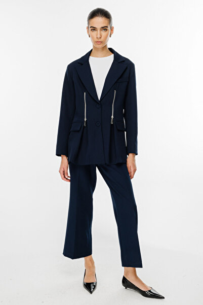 Hooopstore Μπουφάν Navy Blue Blazer - Λεπτομέρεια με φερμουάρ