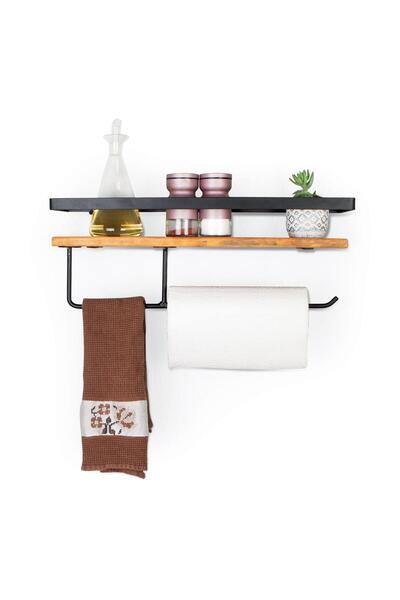 Mavienerji Dekoratif Ahşap Ve Metal Baharatlık Çok Amaçlı Mutfak Banyo Rafı