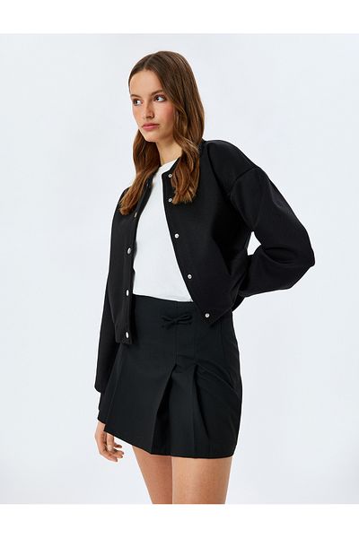 Koton Thick Pleated Mini Skirt with Bow Detail