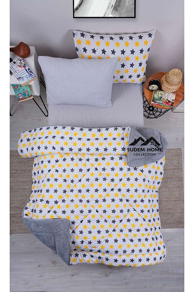 Sudemhome Welsoft Single Soft Sleeping Set - Yellow Star, with Elastic Sheets