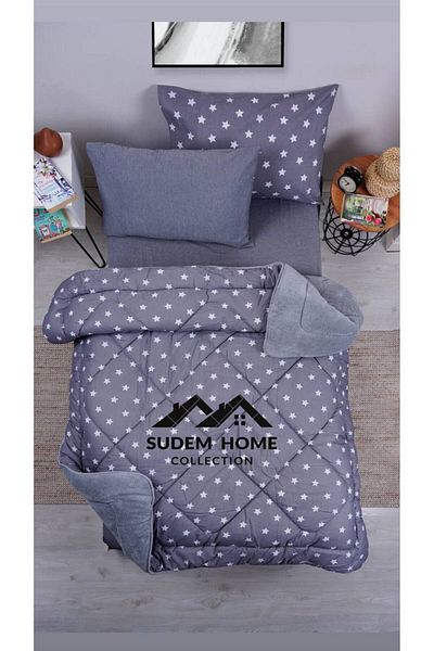 Sudemhome طقم نوم ناعم ورقيق من ويلسوفت مزدوج الجوانب، نجمة أنثراسايت (مع ملاءات مرنة)