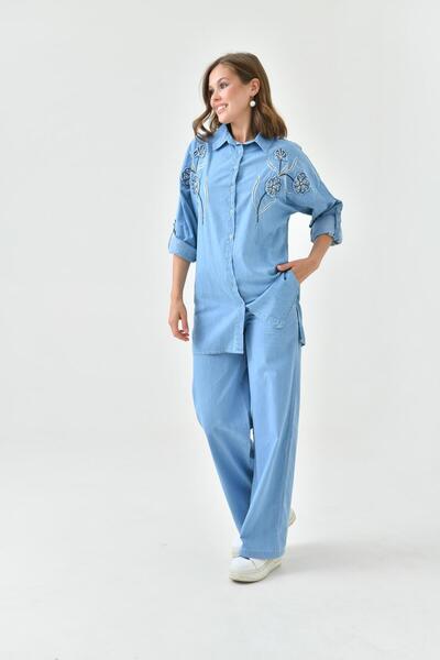 BURRASCA قميص جينز مرصع بالأحجار