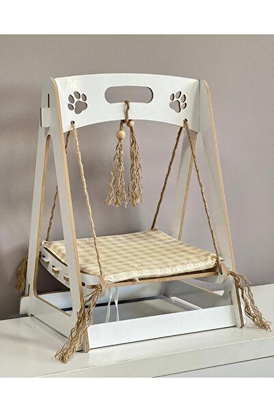 MAVİ TREND Ahşap XXL Büyük Kedi Salıncagı Kedi Yatagı Kedi Evi Minder Dahil 8...