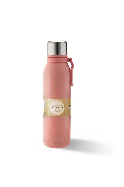 SHAHA VACUUM BOTTLE 700ML WITH PLASTIC HANDLE PINK